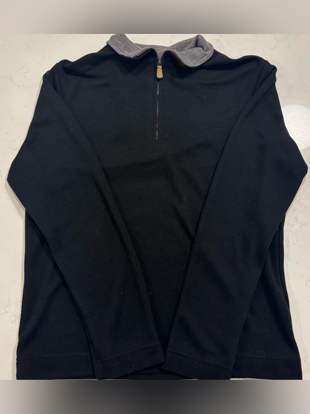 Banana Republic Black Quarter Zip Pullover Grey Collar